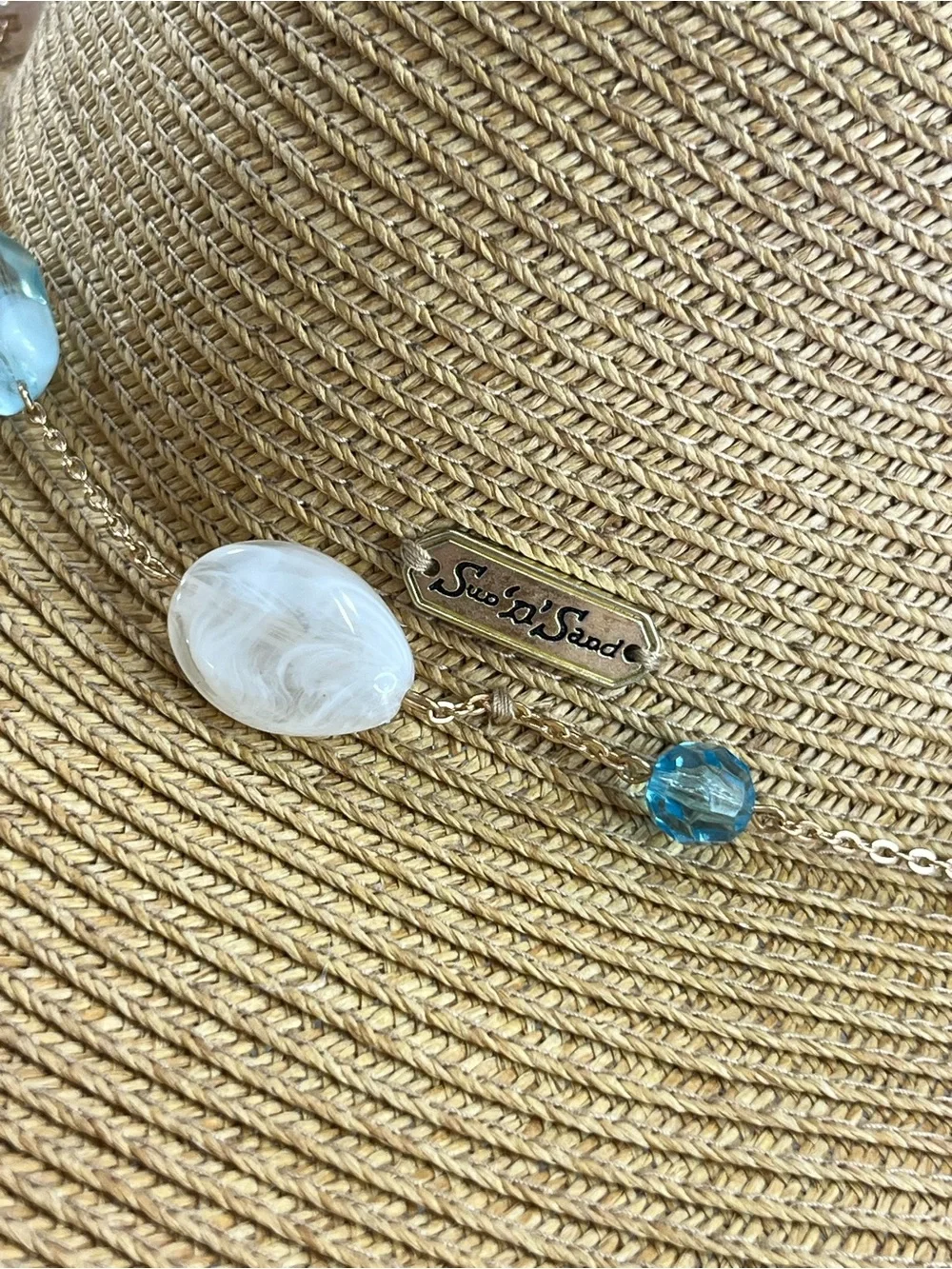 Sun N Sand UPF 50+ Wide Brim Floppy Straw Sun Hat Tan Stone Accent